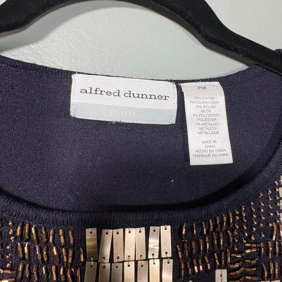 Alfred Dunner Women's Beaded Metallic Striped Knit Top - Size Petite Medium (PM) - Picture 5 of 6